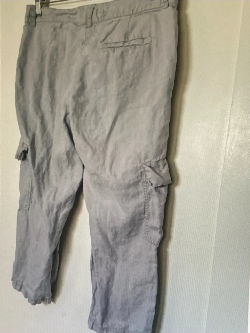 Eileen Fisher Light Gray Cropped Cargo Pants